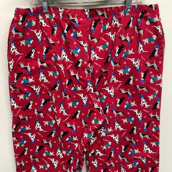 L.L. Bean Flannel Sleep Pants Red Winter Dog Print XL - Picture 6 of 16